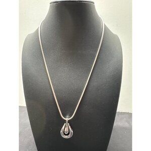 Vintage Trifari Silver-Tone Pendant Necklace With Snake Chain & Lobster Clasp